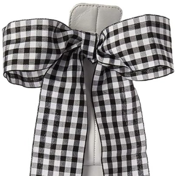 NEW Guess Pump Allison's Women White Leather Checkered Ribbon - Picture 10 of 14